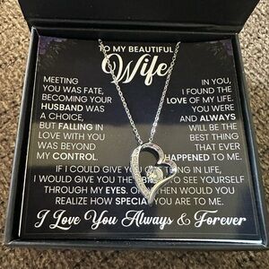 Silver Heart Pendant Necklace for Wife